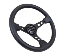 Load image into Gallery viewer, NRG Reinforced Steering Wheel (350mm / 3in. Deep) Blk Leather w/Blk Spoke &amp; Circle Cutouts - Black Ops Auto Works