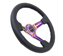 Load image into Gallery viewer, NRG Reinforced Steering Wheel (350mm / 3in. Deep) Blk Leather/Blk Stitch w/Neochrome Slits - Black Ops Auto Works