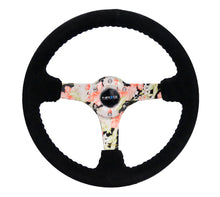 Load image into Gallery viewer, NRG Reinforced Steering Wheel (350mm / 3in. Deep) Blk Suede Floral Dipped w/ Blk Baseball Stitch - Black Ops Auto Works