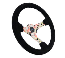 Load image into Gallery viewer, NRG Reinforced Steering Wheel (350mm / 3in. Deep) Blk Suede Floral Dipped w/ Blk Baseball Stitch - Black Ops Auto Works