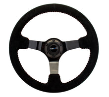 Load image into Gallery viewer, NRG Reinforced Steering Wheel (350mm / 3in. Deep) Blk Suede w/Red BBall Stitch &amp; Black 3-Spoke - Black Ops Auto Works