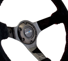 Load image into Gallery viewer, NRG Reinforced Steering Wheel (350mm / 3in. Deep) Blk Suede w/Red BBall Stitch &amp; Black 3-Spoke - Black Ops Auto Works