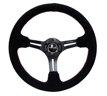 Load image into Gallery viewer, NRG Reinforced Steering Wheel (350mm / 3in. Deep) Blk Suede w/Red Stitching &amp; 5mm Spokes w/Slits - Black Ops Auto Works
