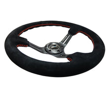 Load image into Gallery viewer, NRG Reinforced Steering Wheel (350mm / 3in. Deep) Blk Suede w/Red Stitching &amp; 5mm Spokes w/Slits - Black Ops Auto Works