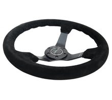 Load image into Gallery viewer, NRG Reinforced Steering Wheel (350mm / 3in. Deep) Blk Suede/Blk Bball Stitch w/5mm Matte Black Spoke - Black Ops Auto Works