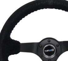 Load image into Gallery viewer, NRG Reinforced Steering Wheel (350mm / 3in. Deep) Blk Suede/Blk Bball Stitch w/5mm Matte Black Spoke - Black Ops Auto Works