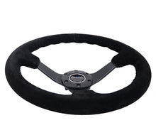 Load image into Gallery viewer, NRG Reinforced Steering Wheel (350mm / 3in. Deep) Blk Suede/Blk Bball Stitch w/5mm Matte Black Spoke - Black Ops Auto Works