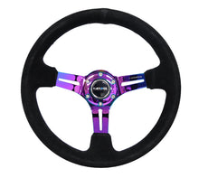 Load image into Gallery viewer, NRG Reinforced Steering Wheel (350mm / 3in. Deep) Blk Suede/Blk Stitch w/Neochrome Slits - Black Ops Auto Works
