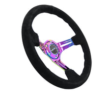Load image into Gallery viewer, NRG Reinforced Steering Wheel (350mm / 3in. Deep) Blk Suede/Blk Stitch w/Neochrome Slits - Black Ops Auto Works