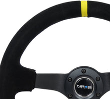 Load image into Gallery viewer, NRG Reinforced Steering Wheel (350mm / 3in. Deep) Blk Suede/X-Stitch w/5mm Blk Spoke &amp; Yellow CM - Black Ops Auto Works