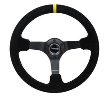 Load image into Gallery viewer, NRG Reinforced Steering Wheel (350mm / 3in. Deep) Blk Suede/X-Stitch w/5mm Blk Spoke &amp; Yellow CM - Black Ops Auto Works