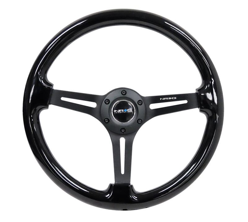 NRG Reinforced Steering Wheel (350mm / 3in. Deep) Blk Wood w/Blk Matte Spoke/Black Center Mark - Black Ops Auto Works