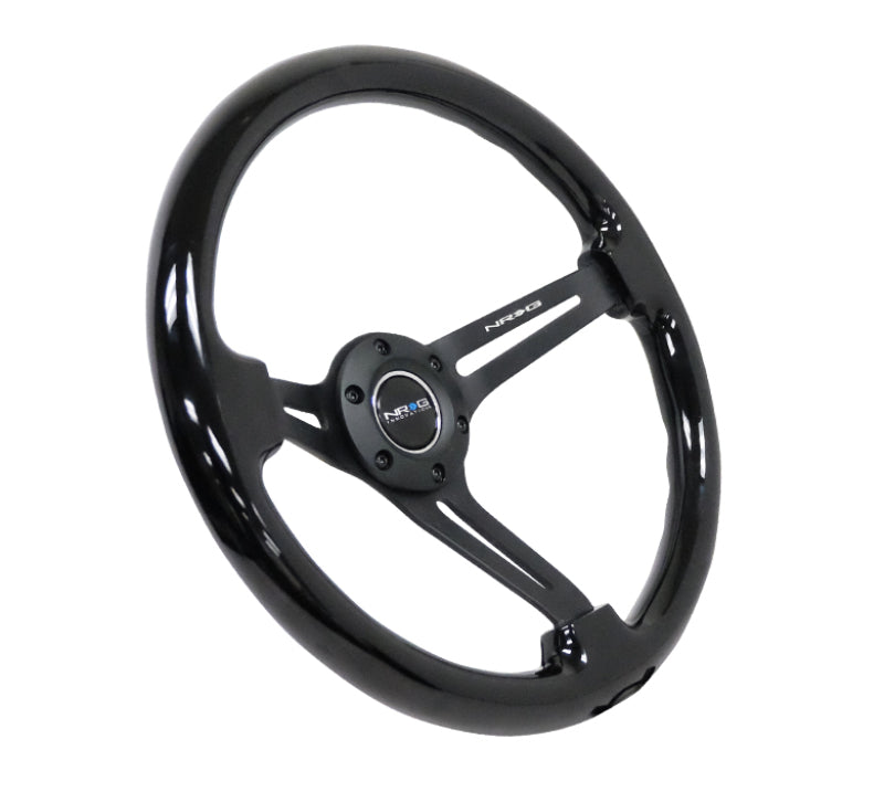 NRG Reinforced Steering Wheel (350mm / 3in. Deep) Blk Wood w/Blk Matte Spoke/Black Center Mark - Black Ops Auto Works