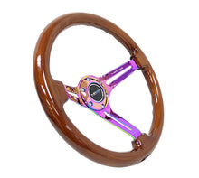 Load image into Gallery viewer, NRG Reinforced Steering Wheel (350mm / 3in. Deep) Brown Wood w/Blk Matte Spoke/Neochrome Center Mark - Black Ops Auto Works