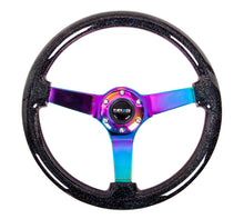 Load image into Gallery viewer, NRG Reinforced Steering Wheel (350mm / 3in. Deep) Classic Blk Sparkle w/4mm Neochrome 3-Spoke Center - Black Ops Auto Works