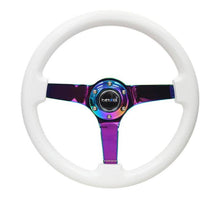 Load image into Gallery viewer, NRG Reinforced Steering Wheel (350mm / 3in. Deep) Classic White w/4mm Neochrome Solid 3-Spoke - Black Ops Auto Works