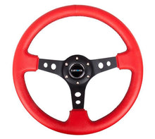 Load image into Gallery viewer, NRG Reinforced Steering Wheel (350mm / 3in. Deep) Red Leather/Blk Stitch w/Blk Spokes (Hole Cutouts) - Black Ops Auto Works