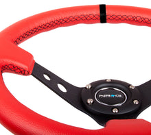 Load image into Gallery viewer, NRG Reinforced Steering Wheel (350mm / 3in. Deep) Red Suede w/Blk Circle Cutout Spokes - Black Ops Auto Works