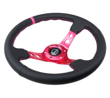 Load image into Gallery viewer, NRG Reinforced Steering Wheel (350mm/3in. Deep) Black Leather/ Fushia Center Mark/ Fushia Stitching - Black Ops Auto Works