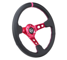Load image into Gallery viewer, NRG Reinforced Steering Wheel (350mm/3in. Deep) Black Leather/ Fushia Center Mark/ Fushia Stitching - Black Ops Auto Works