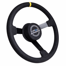 Load image into Gallery viewer, NRG Reinforced Steering Wheel (380mm) Nascar/ Alcantara 3 Spoke w/ NRG Logo/ Removable Crushed Pad NRG NRGRST-380MB-A