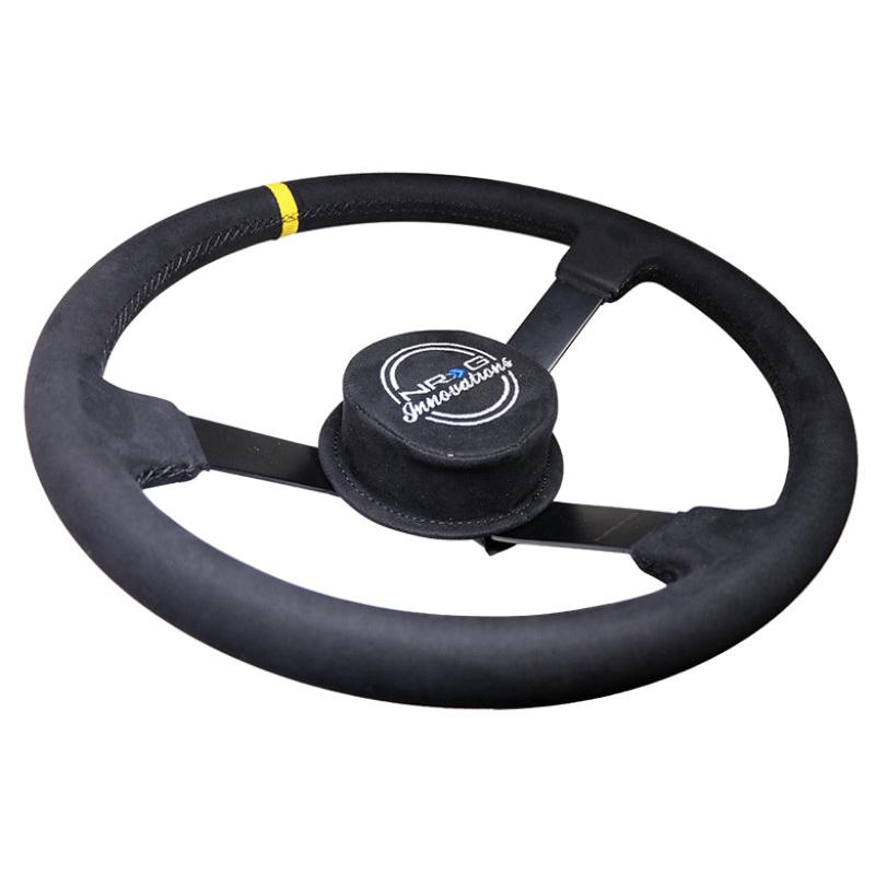 NRG Reinforced Steering Wheel (380mm) Nascar/ Alcantara 3 Spoke w/ NRG Logo/ Removable Crushed Pad NRG NRGRST-380MB-A