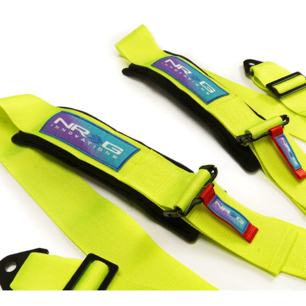 NRG SFI 16.1 5Pt 3 Inch Seat Belt Harness with Pads / Cam Lock - Neon Green - NRG SBH-B6PCNG