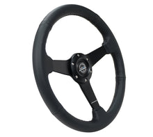 Load image into Gallery viewer, NRG Sport Steering Wheel (350mm / 1.5in Deep) Black Leather Black Stitch w/Matte Black Solid Spokes - Black Ops Auto Works
