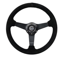 Load image into Gallery viewer, NRG Sport Steering Wheel (350mm / 1.5in Deep) Black Suede/Black Stitch w/Matte Black Solid Spokes - Black Ops Auto Works