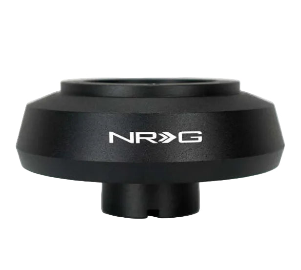 Side profile of the NRG SRK-124H short hub adapter with the NRG logo and the protruding column collar