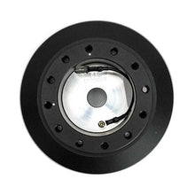 Load image into Gallery viewer, Front face of the NRG SRK-145H short hub adapter with mounting holes around a polished horn contact plate
