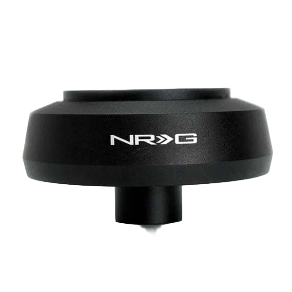 Side profile of the NRG SRK-145H short hub adapter with the NRG logo and the protruding column collar