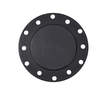 Load image into Gallery viewer, Black flush horn delete plate mounted on a steering wheel hub