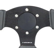 Load image into Gallery viewer, Close-up of black flush horn delete plate mounting holes and aluminum finish