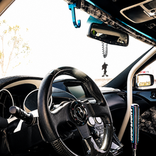 Load image into Gallery viewer, Laser-etched NRG logo detail on titanium anodized aluminum steering wheel hook