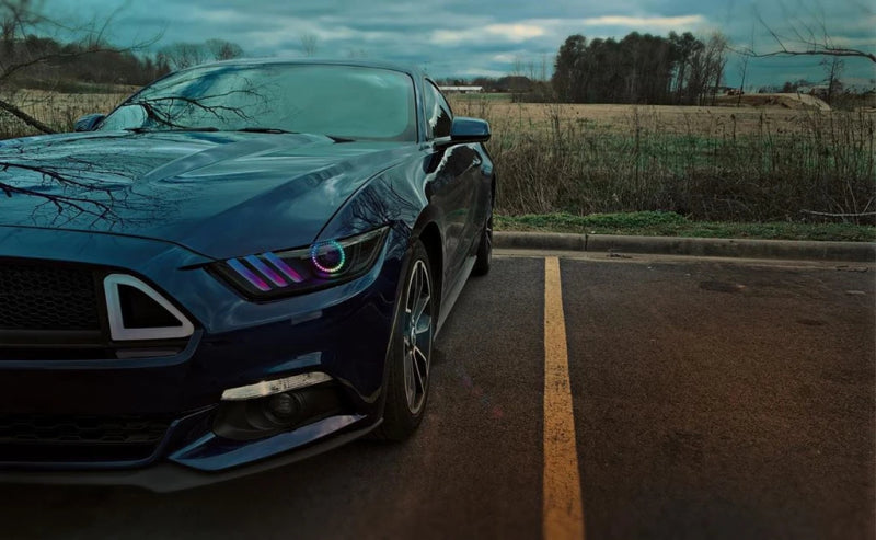 Oracle 15-17 Ford Mustang V6/GT/Shelby Dynamic DRL Upgrade w/ Halo Kit - ColorSHIFT - Dynamic - Black Ops Auto Works