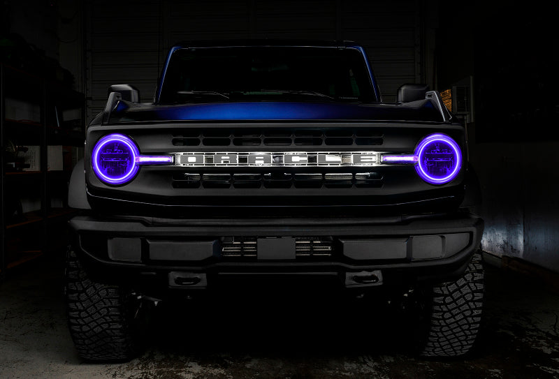 Oracle 21-22 Ford Bronco Headlight Halo Kit w/DRL Bar - Base Headlights ColorSHIFT -w/No Controller - Black Ops Auto Works