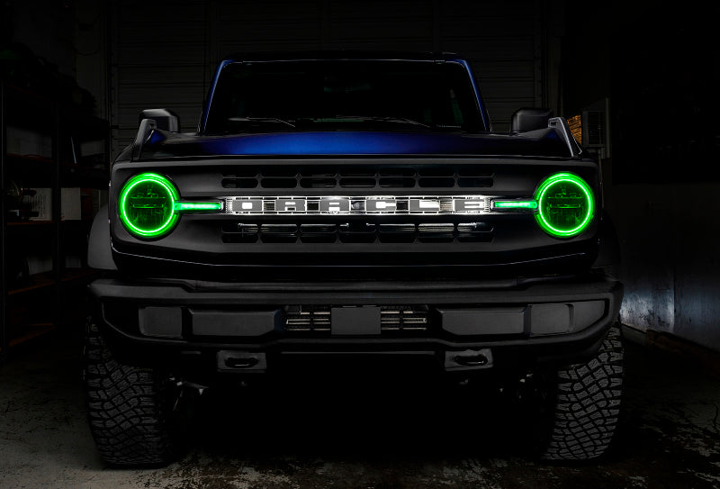 Oracle 21-22 Ford Bronco Headlight Halo Kit w/DRL Bar - Base Headlights ColorSHIFT -w/No Controller - Black Ops Auto Works