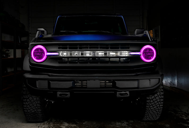 Oracle 21-22 Ford Bronco Headlight Halo Kit w/DRL Bar - Base Headlights ColorSHIFT -w/RF Controller - Black Ops Auto Works