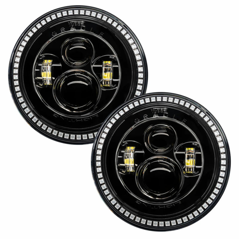 Oracle 7in High Powered LED Headlights - Black Bezel - ColorSHIFT No Controller-Headlights-ORACLE Lighting-810030390466-
