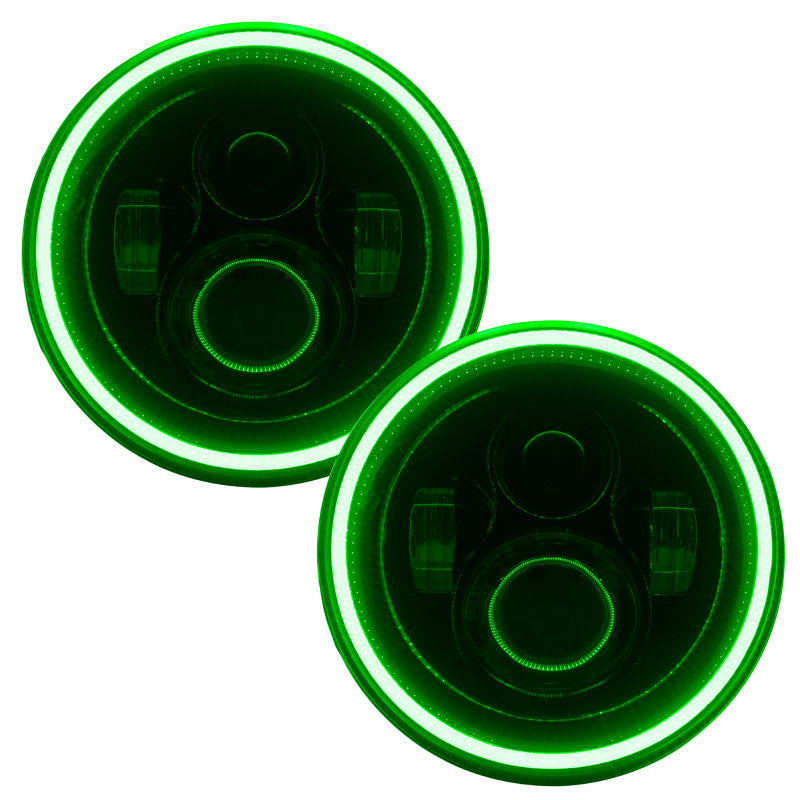 Oracle 7in High Powered LED Headlights - Black Bezel - Green - Black Ops Auto Works