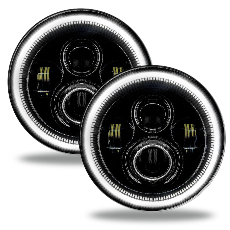 Oracle 7in High Powered LED Headlights - Black Bezel - White - Black Ops Auto Works