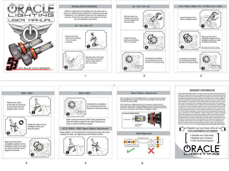 Oracle 9006 - S3 LED Headlight Bulb Conversion Kit - 6000K - Black Ops Auto Works