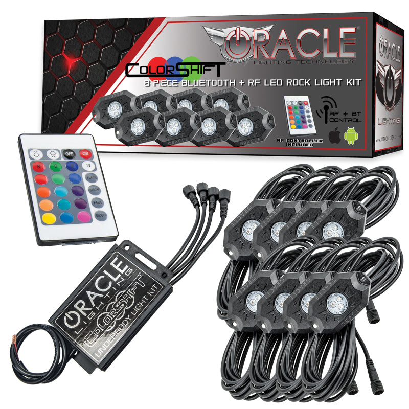 Oracle Bluetooth + RF Underbody Rock Light Kit - 8 PCS - ColorSHIFT - Black Ops Auto Works