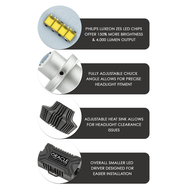 Oracle H7 4000 Lumen LED Headlight Bulbs (Pair) - 6000K - Black Ops Auto Works