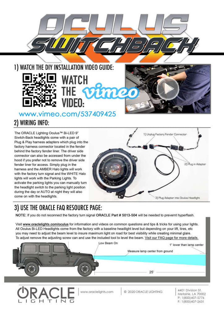 Oracle Jeep JL/Gladiator JT Oculus Switchback Bi-LED Projector Headlights - Amber/White Switchback - Black Ops Auto Works