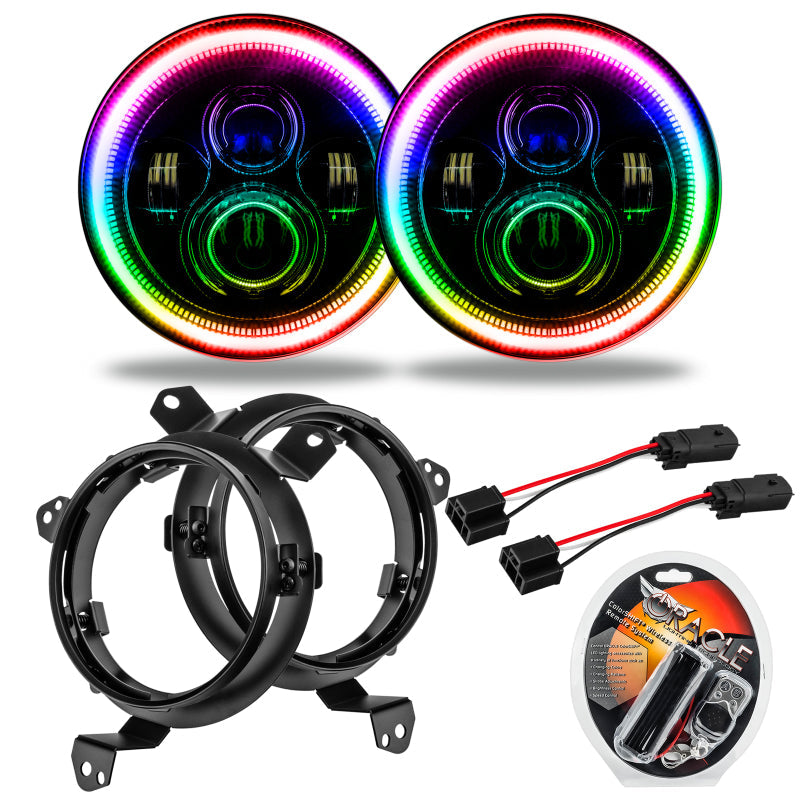 Oracle Jeep Wrangler JL/Gladiator JT 7in. High Powered LED Headlights (Pair) - ColorSHIFT - Black Ops Auto Works