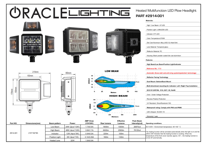 Oracle Lighting Multifunction LED Plow Headlight with Heated Lens 5700K - Black Ops Auto Works