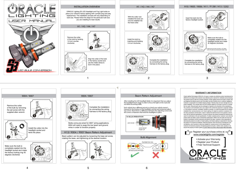 Oracle H11 - S3 LED Headlight Bulb Conversion Kit - 6000K - ORACLE Lighting ORLS5235-001