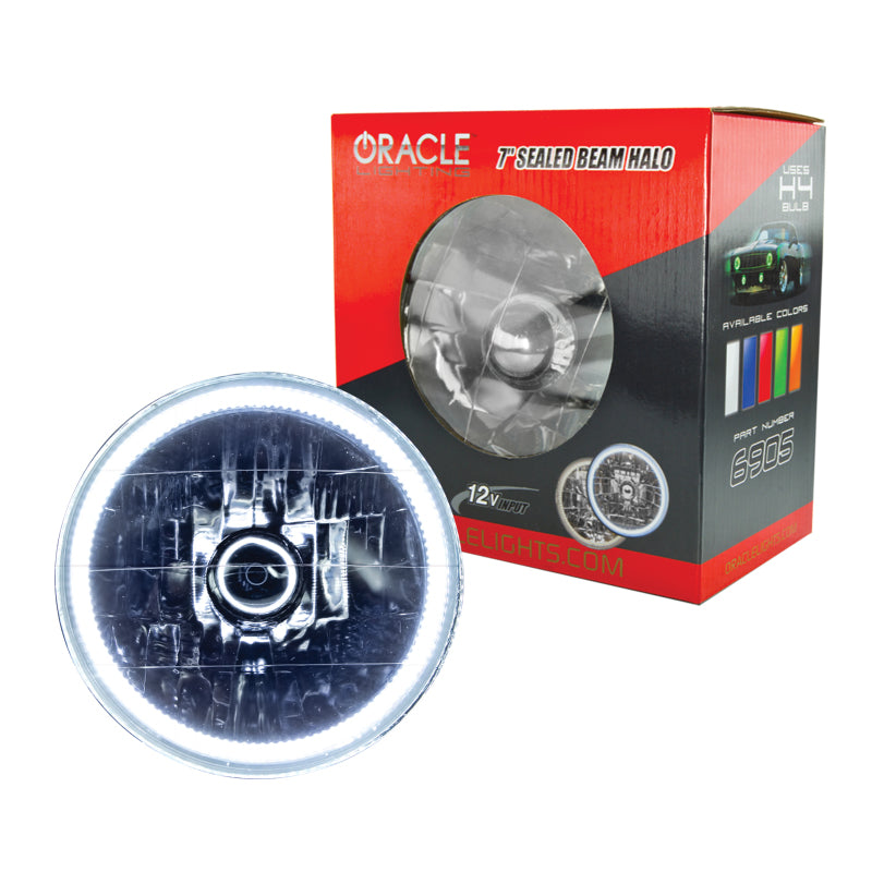 Oracle Pre-Installed Lights 7 IN. Sealed Beam - White Halo - Black Ops Auto Works